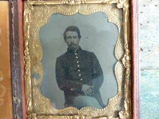 Union Leather Case Image Antique Photo Tintype Soldier Civil War