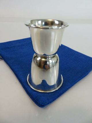 Reed & Barton Mid Century Modern Sterling Silver Double Jigger Shot Cup & Pouch
