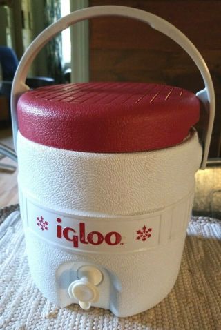 Vintage Igloo 1 Gallon Water Cooler Round Jug Red W/push Spout