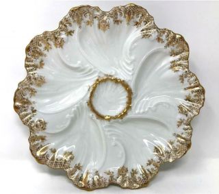 Antique A.  Lanternier Limoges France Porcelain 5 Well Oyster Plate 1891 - 1914 Guc
