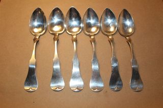 Set Of 6 Antique Whiting Fiddle Sterling Silver 6 - 7/8 " Spoons - J.  H.  Melluish