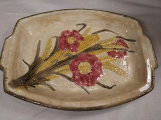 Antique Wedgwood Majolica Pottery Serving Platter Corn And Poppies