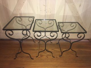 Antique Wrought Iron And Glass Nesting Tables - Set Of 3 Buffalo N.  Y.  Area