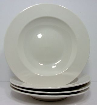 Vtg Set Of (4) Hf Coors Co White Ceramic Pottery Pasta Soup Bowls Plates Usa