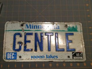1985 Minnesota Mn Vanity License Plate Gentle Take A Look Unique
