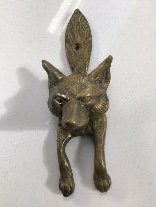 Vintage - Brass - Fox Head - Door Knocker In Vgc