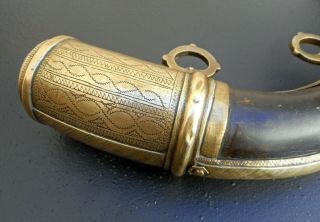OLD BLACK POWDER HORN OF MAGHRIB,  19TH CENTURY,  MUKHALA,  AFRICAN 2