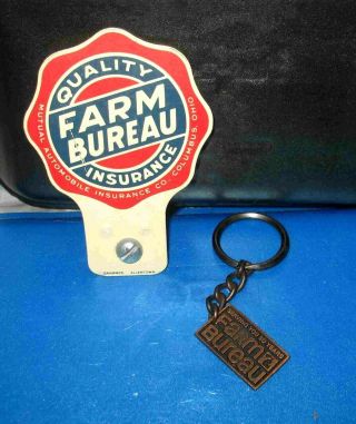 Vintage Farm Bureau Insurance License Plate Topper & Key Fob