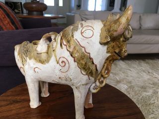 Vintage Hand Made Ceramic Bull Torito De Pucara Sculpture/numbered Piece/pottery