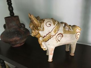 Vintage Hand Made Ceramic Bull Torito De Pucara Sculpture/numbered piece/Pottery 2