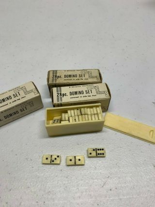 Vintage Shackman Miniature Dominoes Set Complete Plastic Case Hong Kong Set Of 3