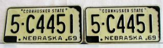 1969 69 1970 70 1971 71 Nebraska Ne License Plates Dodge County 5 - C4451