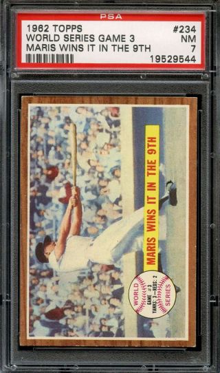 1962 Topps 234 World Series Game 3 Roger Maris Psa 7 Yankees K2169