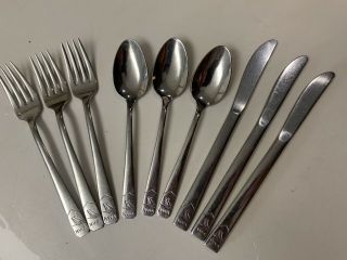 Nwa Northwest Airlines Silver Plate Silverware Spoons,  Forks And Knives Set Of 9