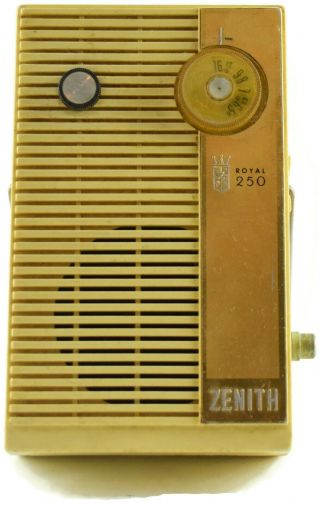 Vintage AM Transistor Radio - Zenith Royal 250 Tan Color With Stand 2