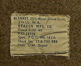Vintage And Us Ww2 Army Blanket