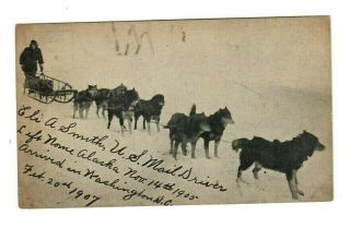 Postcard Eli Smith Us Mail Driver Nome Ak To Wa Dc Sled Dog Team Vintage Photo