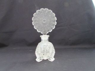 Vintage Large Round Wheel Stopper Crystal Perfume Bottle 7 " In Tall Very Ornate