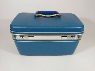 Vintage Samsonite Silhouette Sky Blue Hard Shell Train Case/makeup Case