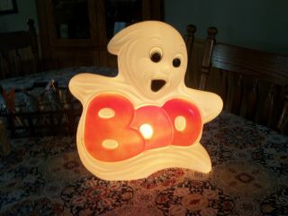 Vintage Blow Mold Grand Venture Boo Ghost Halloween Yard Light Up Decoration