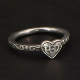 Vtg Sterling Silver - Harley Davidson Heart Love Filigree Solid Ring Size 7 - 3g
