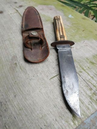 Antique Stag Handle Bowie Knife 9 "