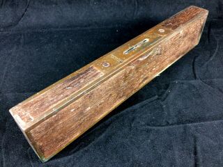 Antique Stratton Brothers 10 " Brass & Rosewood Level Greenfield Mass 1870 Patent