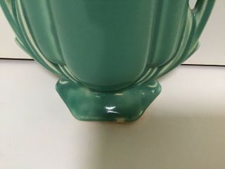 Vintage Mccoy Art Deco Gloss Turquoise Vase,  Signed On Bottom