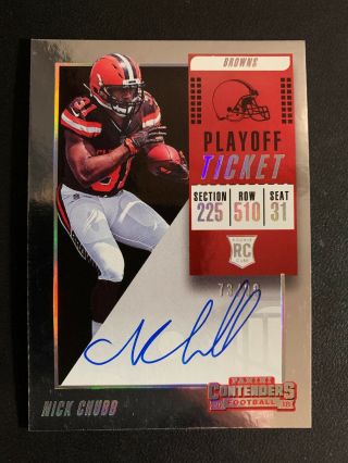 2018 Panini Contenders Playoff Ticket Auto Nick Chubb Rookie 