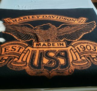 Biederlack Harley Davidson Eagle Throw Fleece Blanket 56” X 50” Made In The Usa