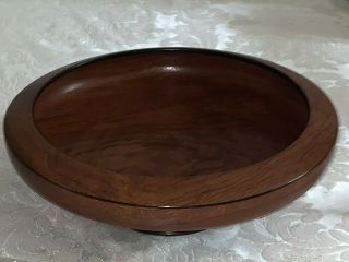 Vintage Hand - Turned Two - Toned Wooden Bowl On Pedestal - 9 3/4 " X 3 1/2 "