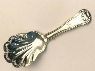 Antique English Sterling Silver Tea Caddy Spoon,  Kings Handle,  Shell Bowl 3 7/8 "