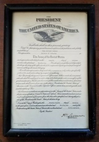 Us Army Captain Commission Certificate Infantry 1932 Vintage Framed