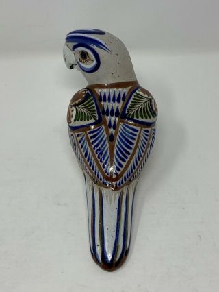 Vintage Mateos Tostado Tonala Mexican Stoneware Pottery Parrot Bird Figurine