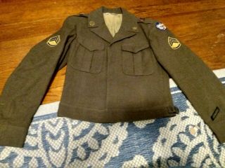 Vtg U.  S.  Wwii Ww2 1944 Army Enlisted Mens Uniform Ike Jacket W/patches Size 36l
