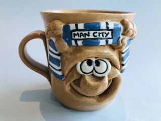 Vintage Manchester City Fc Football Club Soccer Novelty Pottery Face Coffee Mug