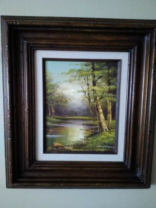 Vintage Framed Country Landscape Scene Oil Painting By Cantrell Signed