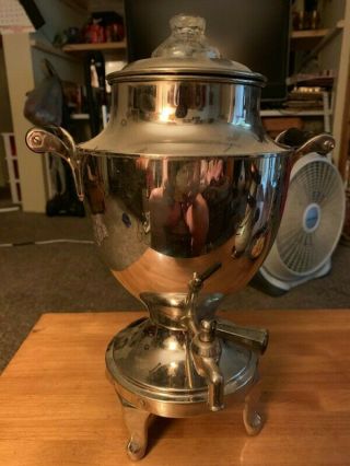 Vtg Farberware 2 - 8 Cup Coffee Pot Stainless Steel & Chrome Electric Percolator