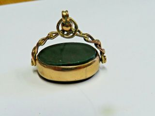 Antique Solid 9ct Gold Bloodstone 30mm Watch Fob Swivel Pendant