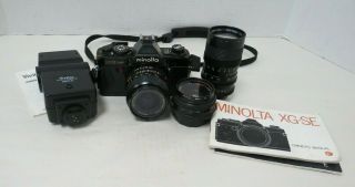 Vintage Minolta Xg - Se Camera W/ Md W.  Rokkor - X Lens 28mm 1:2.  8 & 45mm 1:2 Lens