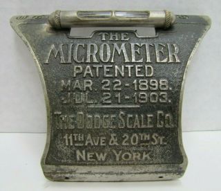 Dodge Scale Co York Micrometer Pat 1903 Antique Bubble Gauge Salvage Part Ad