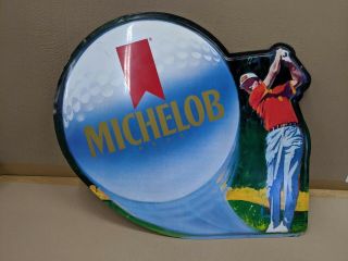 Michelob Beer Golf Metal Tin Sign - Pga Ultra Promo Anheuser Busch Tiger Woods