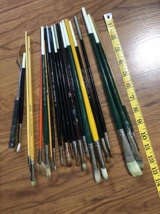 20 Vtg Paint Brushes 15 M.  Grumbacher,  Simmons,  Marco,  Weber Well Cared 4