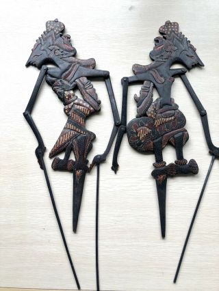 2 Antique Early Wayang Kulit Shadow Puppet Theater Horn Handle Bali Indonesia