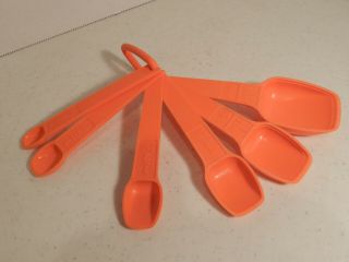 Vintage Tupperware Burnt Orange D Ring Set Of 6 Measuring Spoons