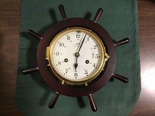 Schatz Royal Mariner Ship Wheel Clock 8 Bell 7 Jewel Germany