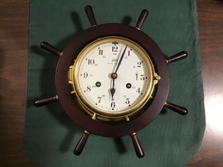 Schatz Royal Mariner Ship Wheel Clock 8 Bell 7 Jewel Germany 2