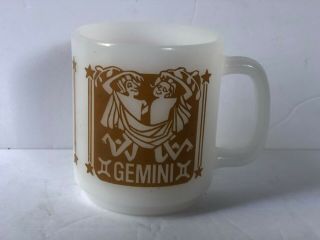 Vintage Gemini Milk Glass Mug Zodiac Horoscope Sign