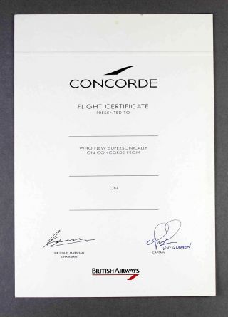 British Airways Concorde Airline Flight Certificate Ba