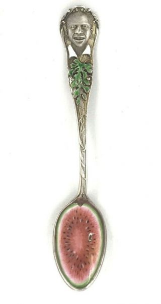 Antique Gorham Sterling Enamel Spoon Boy Watermelon